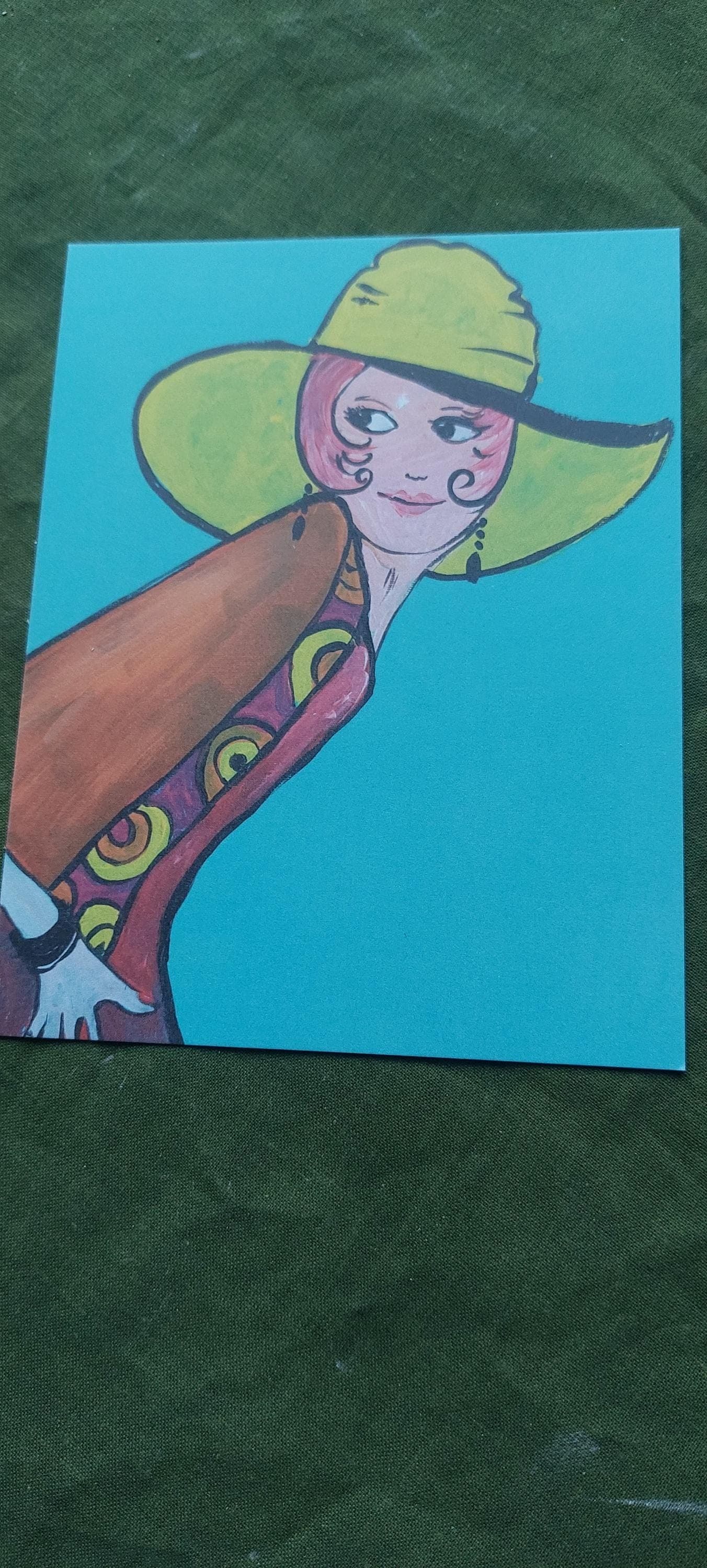 Kunstdruck als Poster nach TrudesART vom Original Frau mit Hut, Ansicht 2