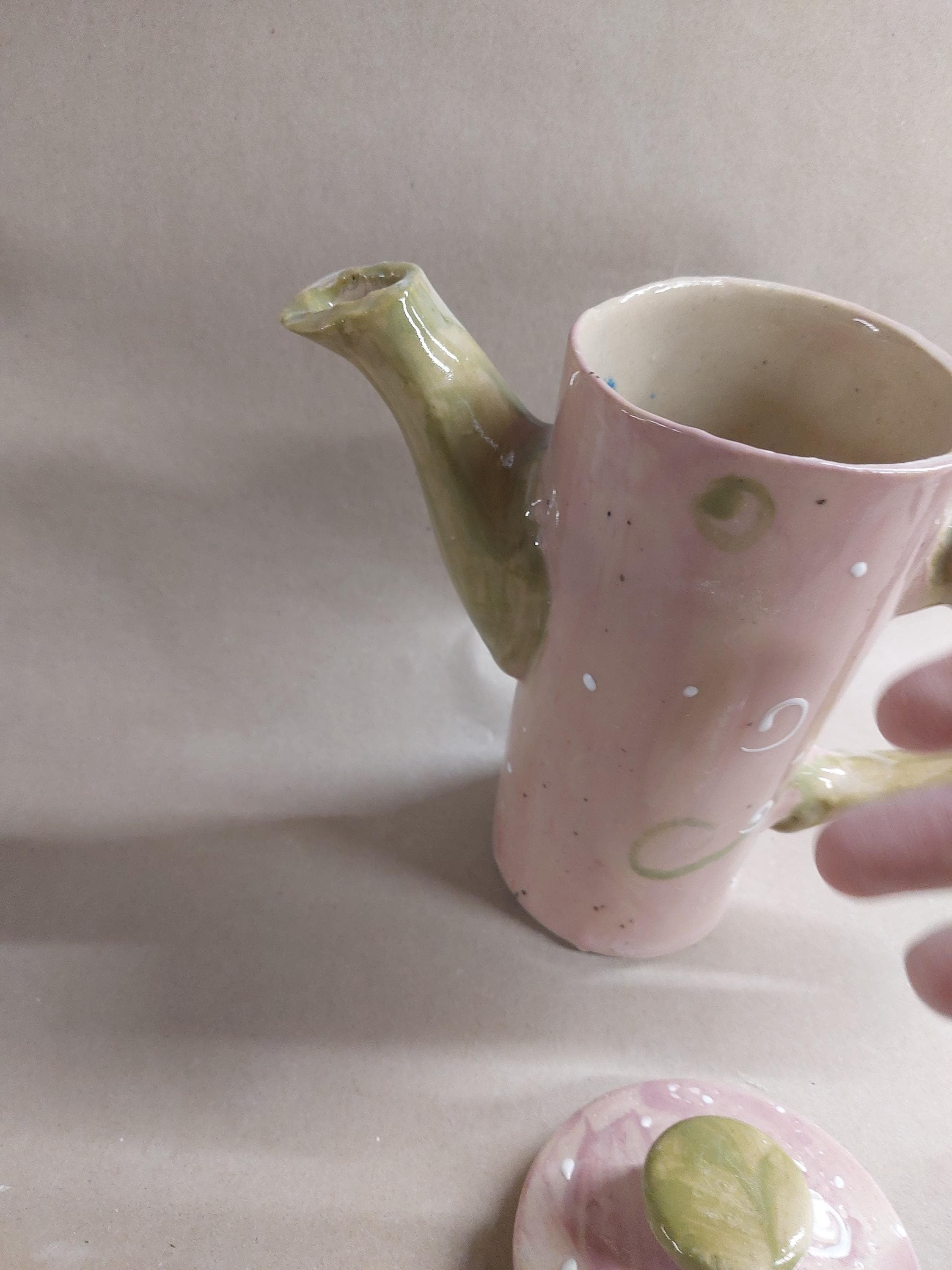 Röhrenkanne Teekanne Kanne Keramik 0,5 Liter im Design ROSA, Ansicht 4